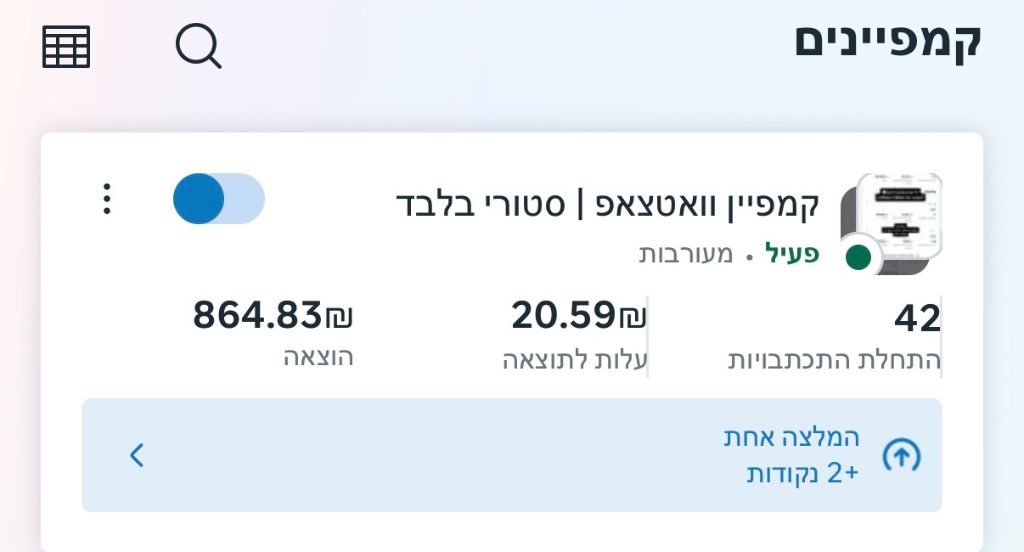 קמפיין סטורי וואטסאפ 42 פניות